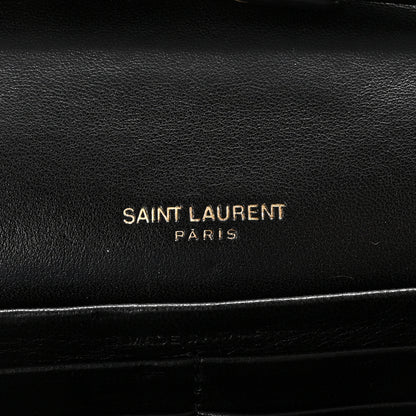 Saint Laurent Lambskin Matelasse Chevron Monogram Sulpice Chain Wallet Black 6 of 10