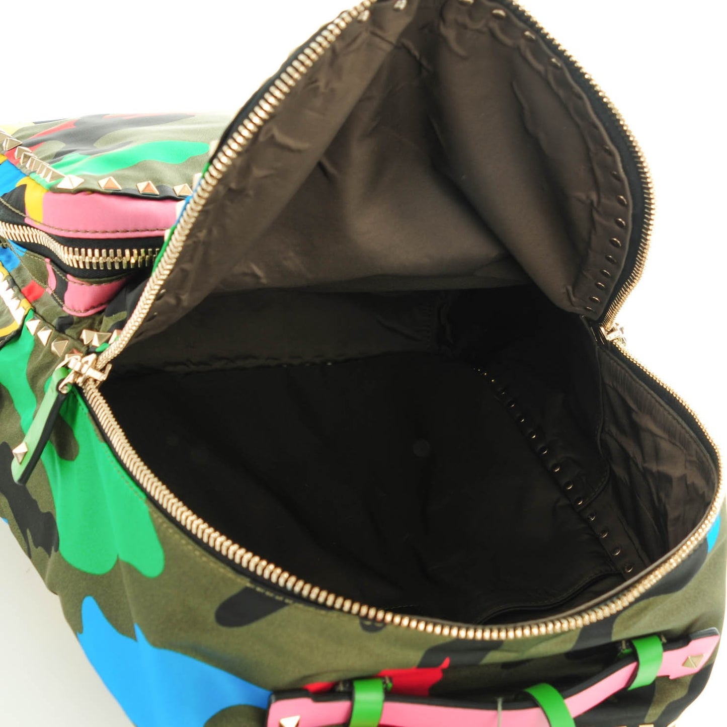 Nylon Psychedelic Camouflage Rockstud Backpack Multicolor