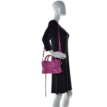 Balenciaga Baby Daim Suede Gold Metallic Edge Hardware Mini City Rose Fluo 2 of 16