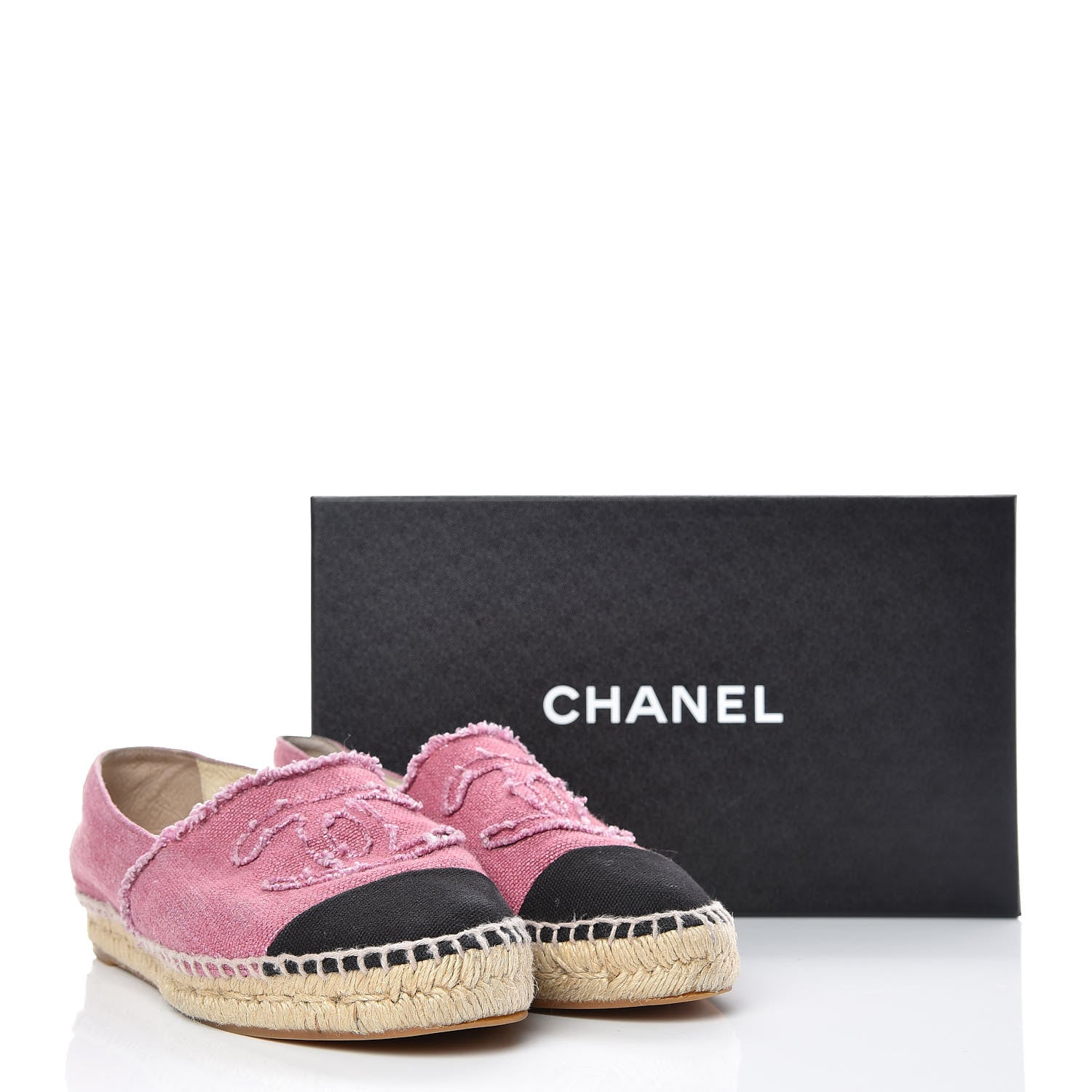 Chanel Linen CC Espadrilles 38 Pink Black 10 of 10