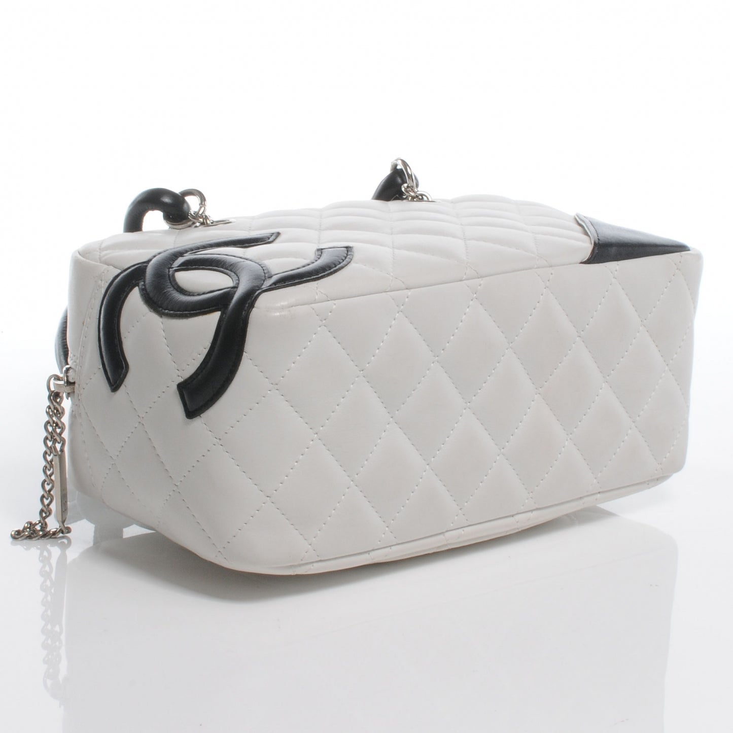 Calfskin Quilted Small Cambon Bowler White Black