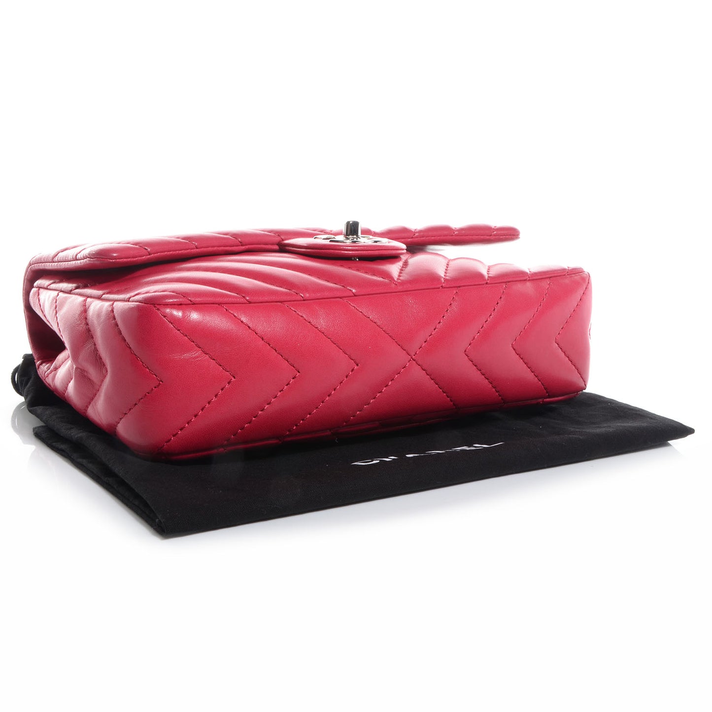 Lambskin Surpique Chevron Medium Flap Dark Pink