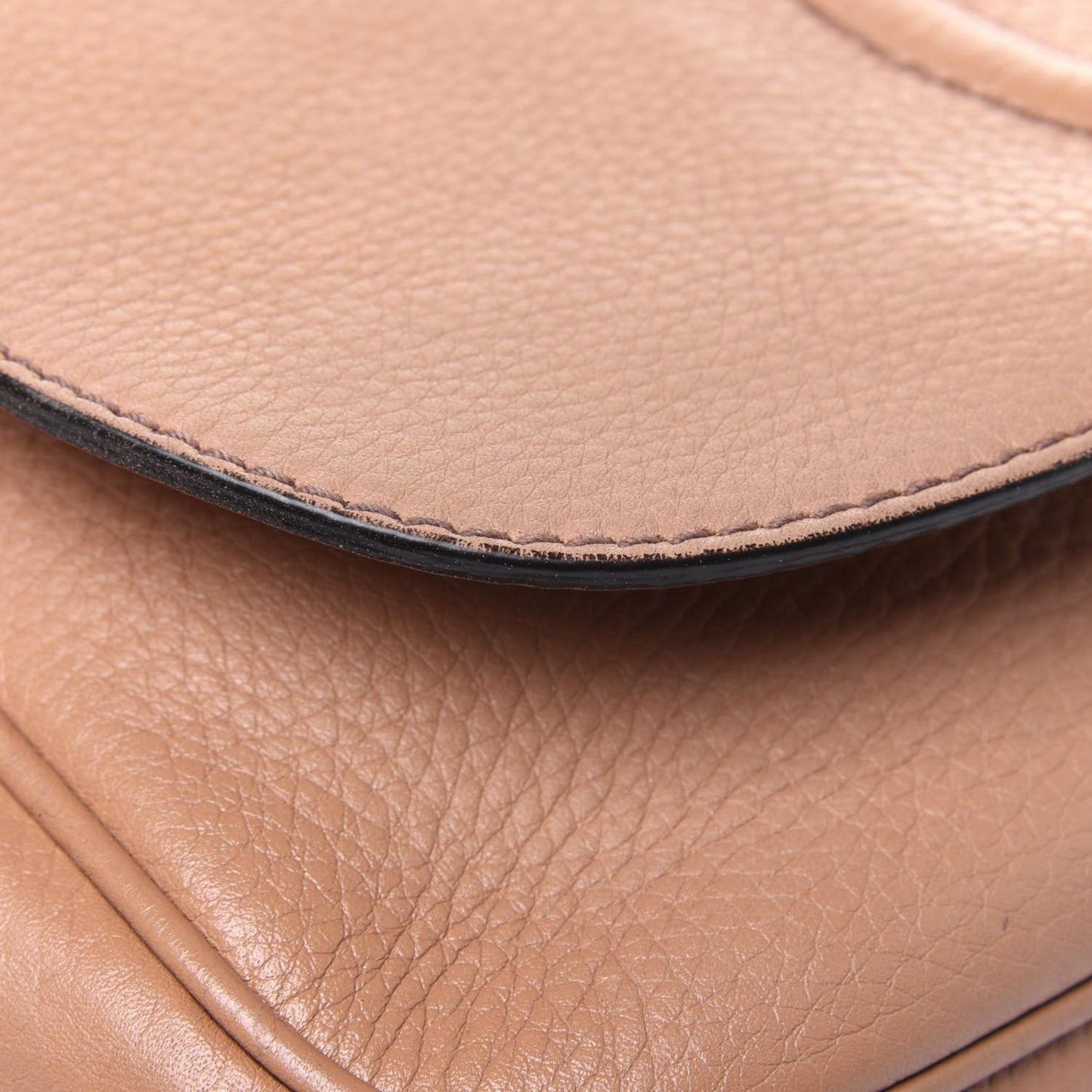 Pebbled Calfskin Medium Soho Flap Crossbody Camelia