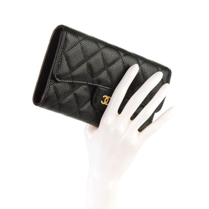 Chanel Caviar Quilted Long Flap Wallet Black 2 of 8