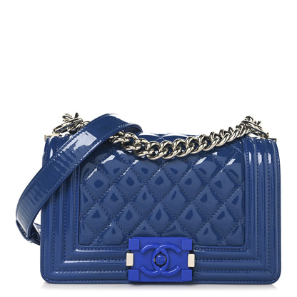 Chanel Patent Calfskin Quilted Small Plexiglass Boy Flap Blue Blue 1 of 10