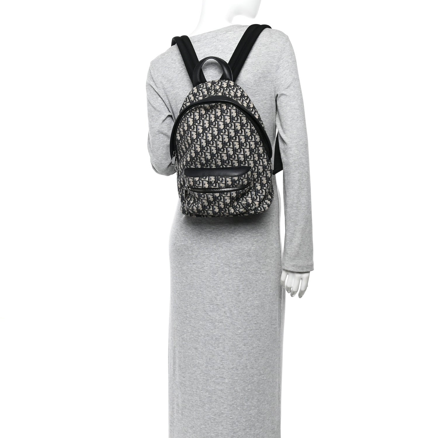 Christian Dior Oblique Calfskin Rider Kid's Backpack Beige Black 2 of 10