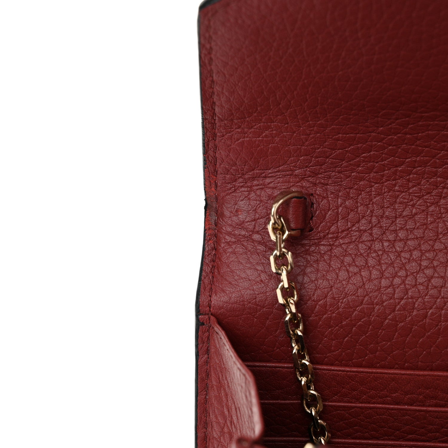 Valentino Garavani Pebbled Calfskin Rockstud Envelope Wallet on Chain Rubino 12 of 13