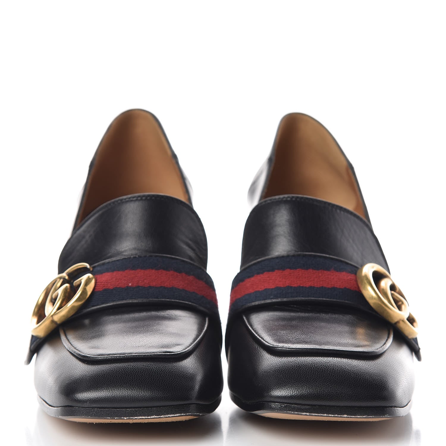 Gucci Malaga Kid Web Pearl Embellished Peyton 75mm Loafer Pumps 36 Black 2 of 11