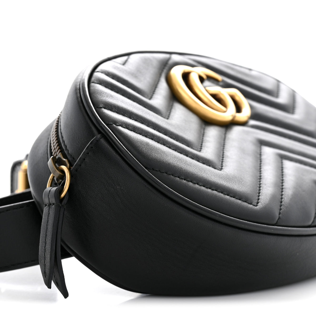 Gucci Calfskin Matelasse GG Marmont Belt Bag 85 34 Black 9 of 13