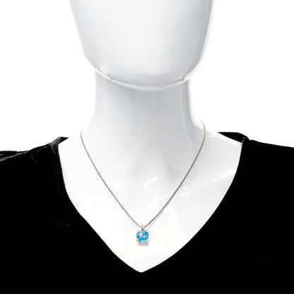 David Yurman Sterling Silver Diamond Blue Topaz 11mm Chatelaine Pendant Necklace 2 of 4