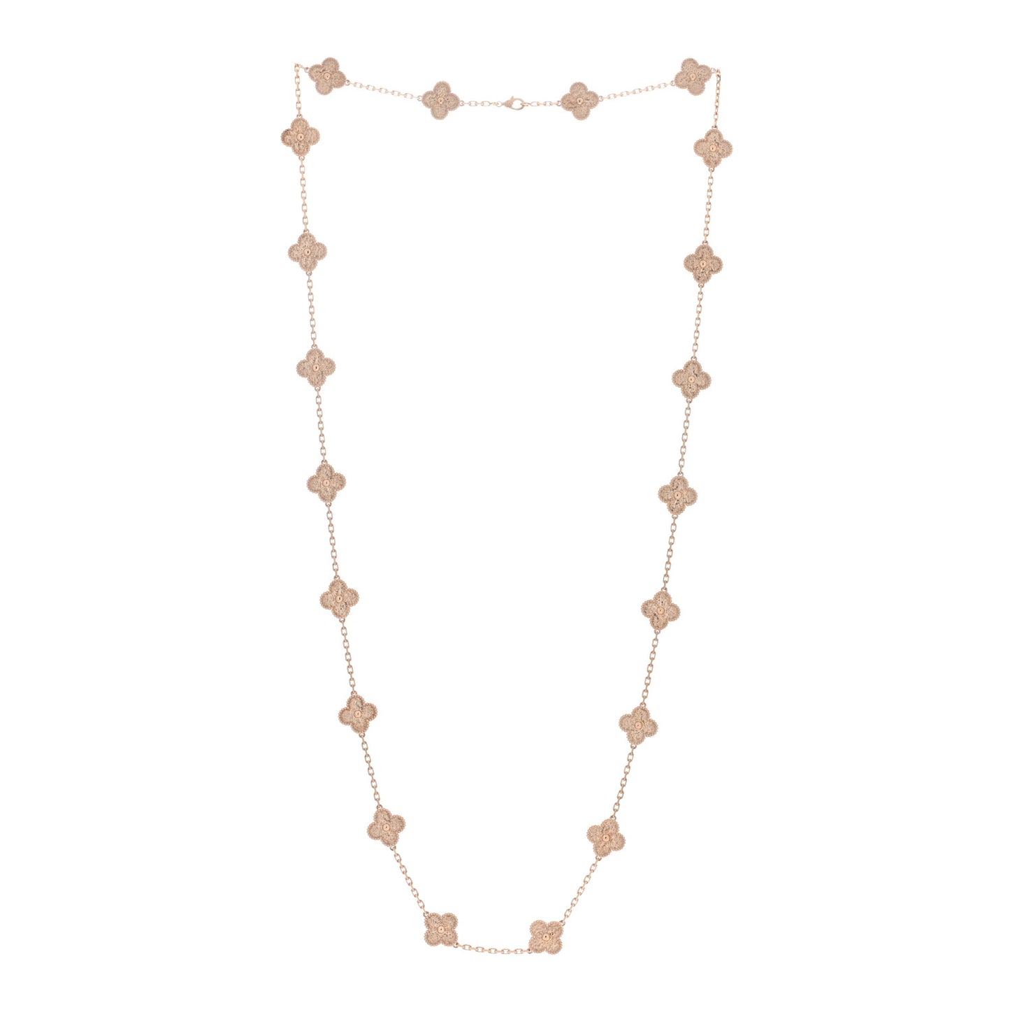 18K Rose Gold 20 Motifs Vintage Alhambra Necklace