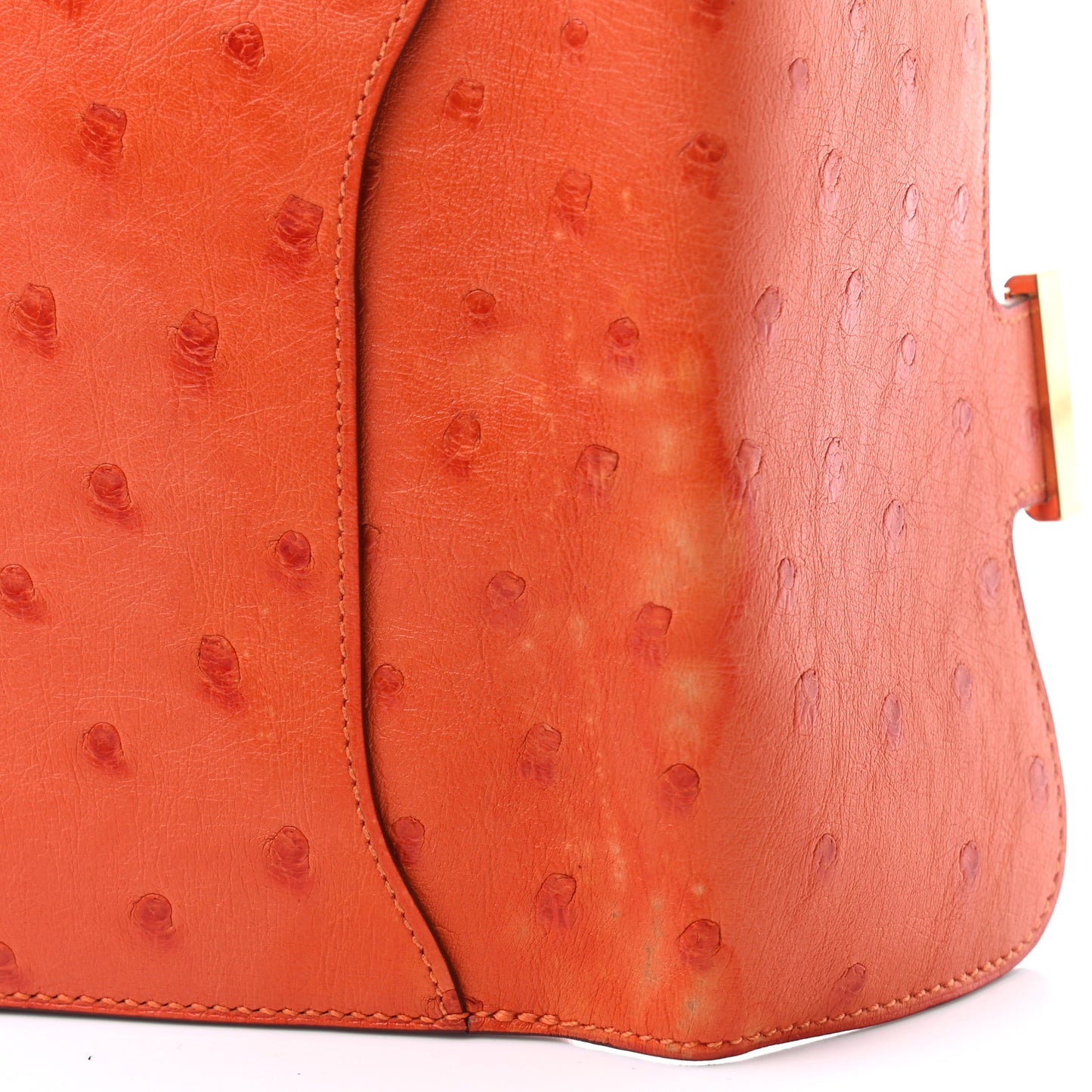 Ostrich Constance Short Wallet Tangerine