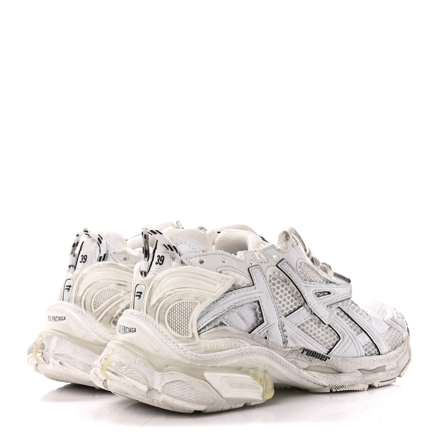 Mesh Rubber Monocolor Womens Runner Sneakers 39 White