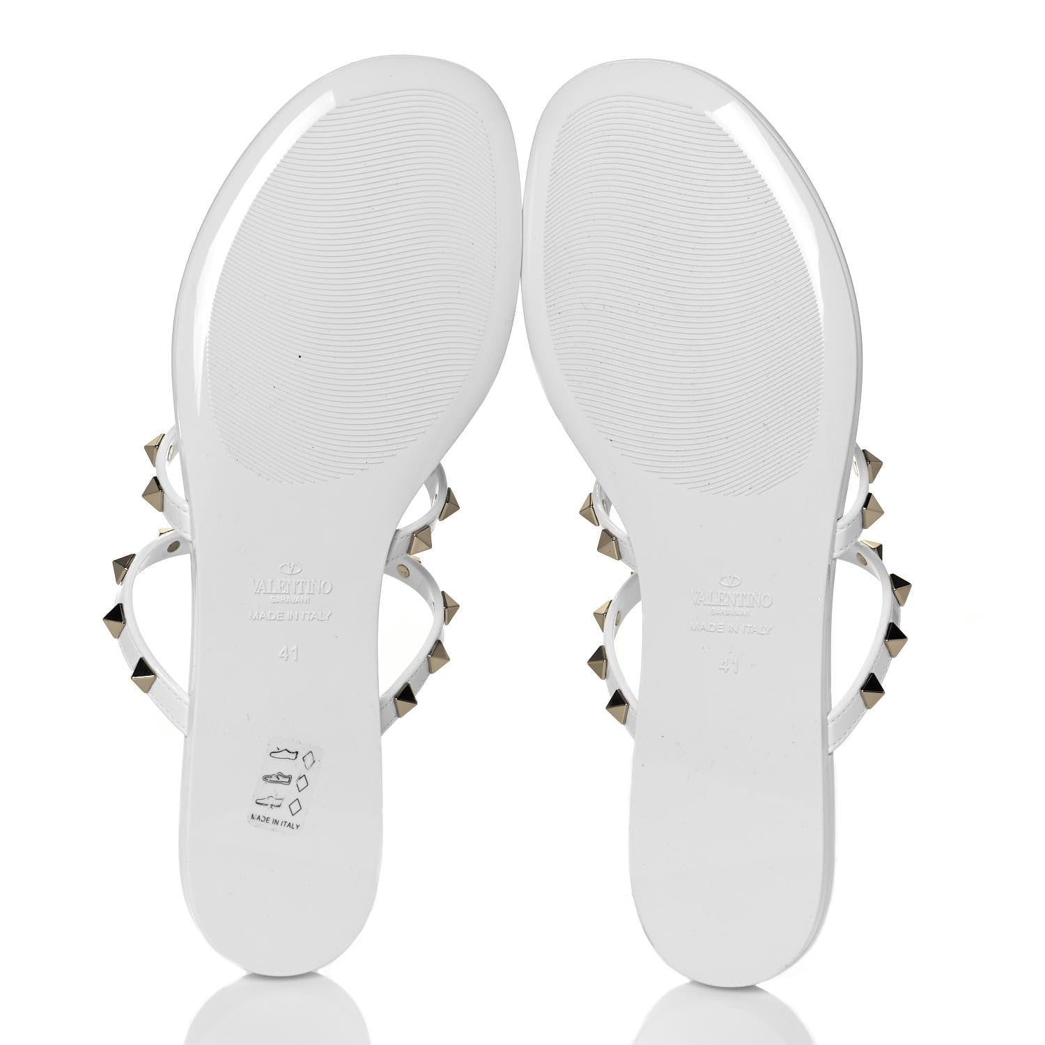 Valentino Garavani PVC Jelly Rockstud Caged Flat Thong Sandals 41 Optic White 8 of 8