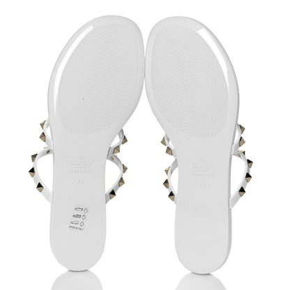 Valentino Garavani PVC Jelly Rockstud Caged Flat Thong Sandals 41 Optic White 8 of 8