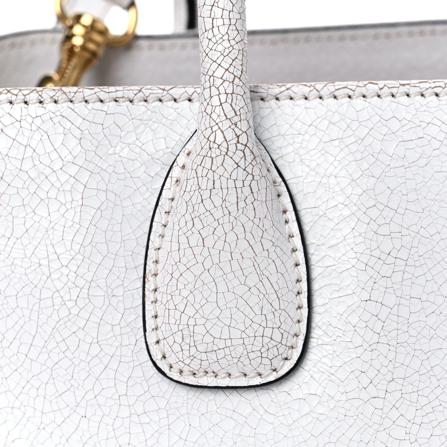 Calfskin Craquele Shopping Bag White
