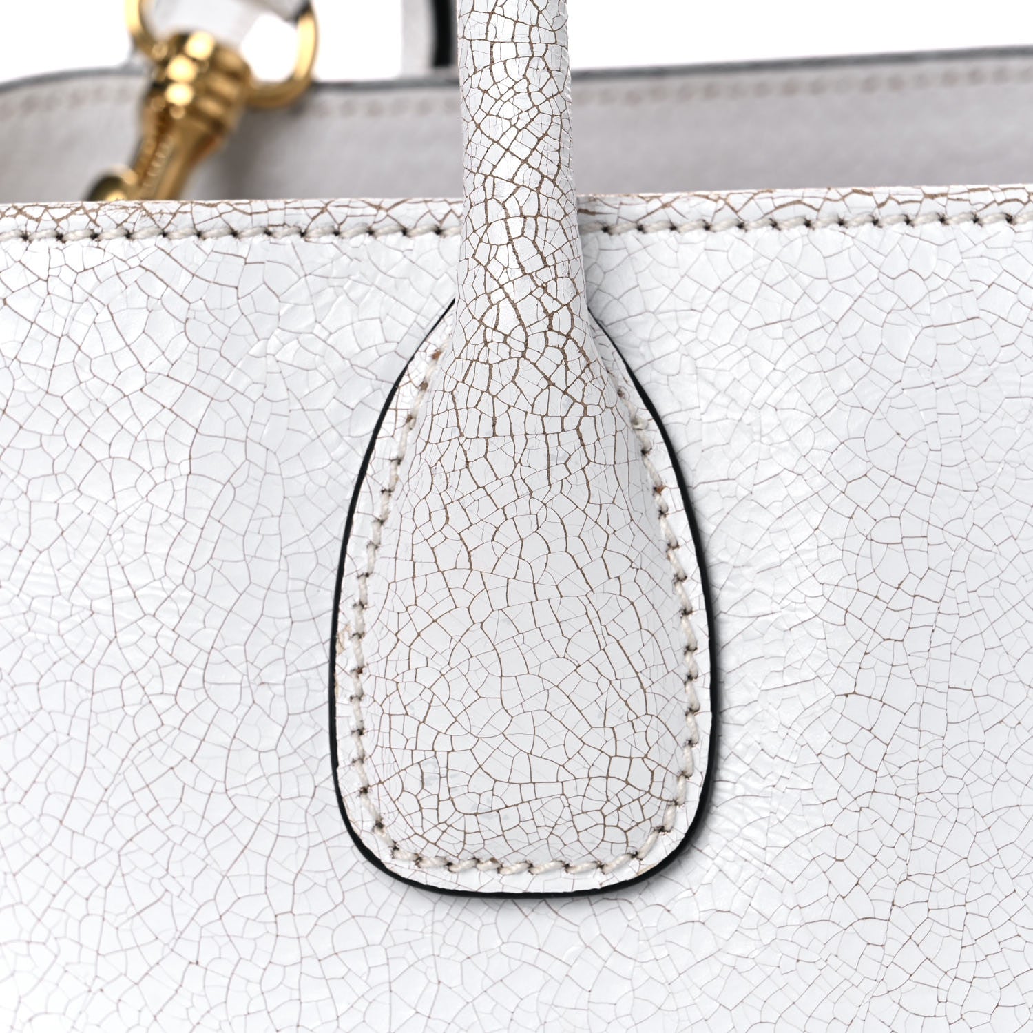 Miu Miu Calfskin Craquele Shopping Bag White 15 of 16