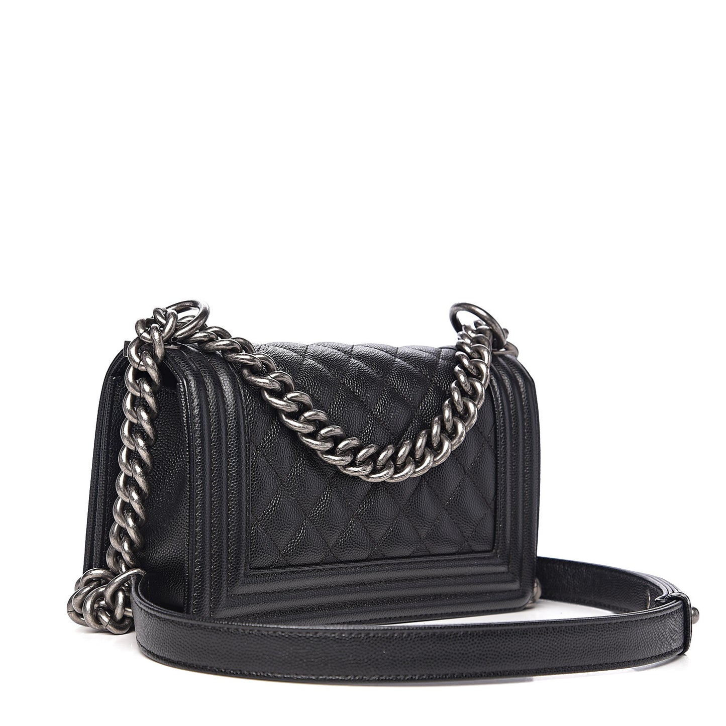 Caviar Quilted Small Boy Flap Black