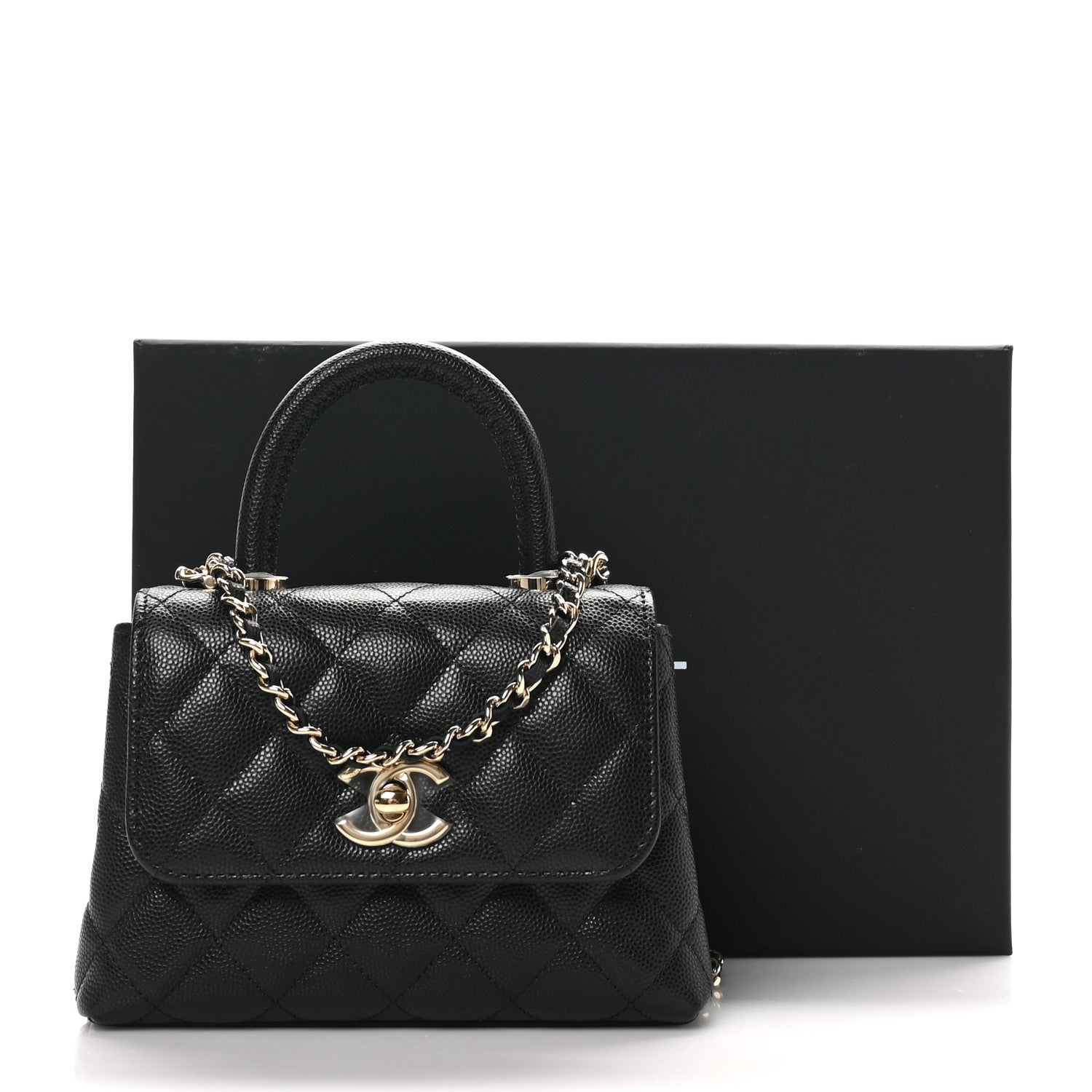 Chanel Caviar Quilted Coco Handle Clutch With Chain Black 11 of 11