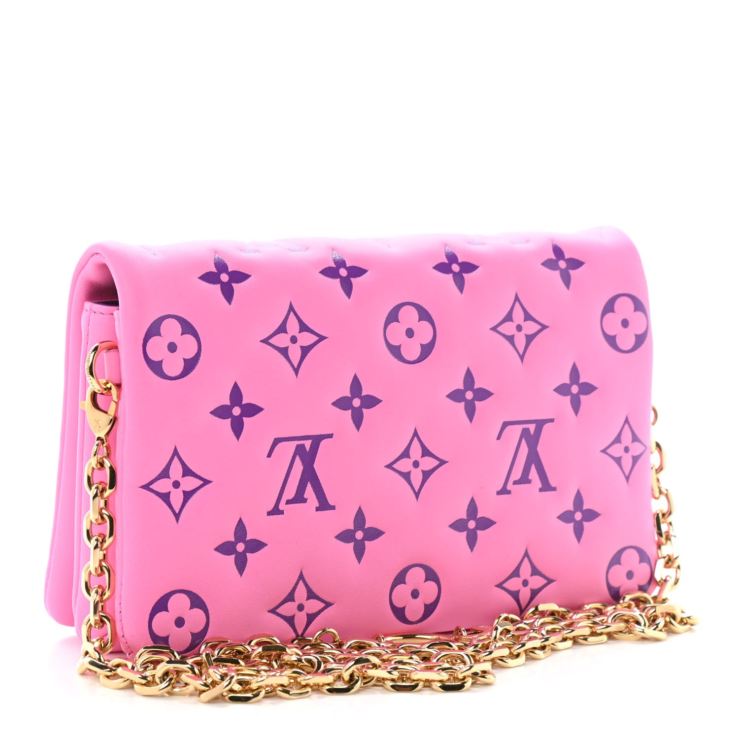 Louis Vuitton Lambskin Embossed Monogram Vuittamins Pochette Coussin Rose Violet 3 of 9