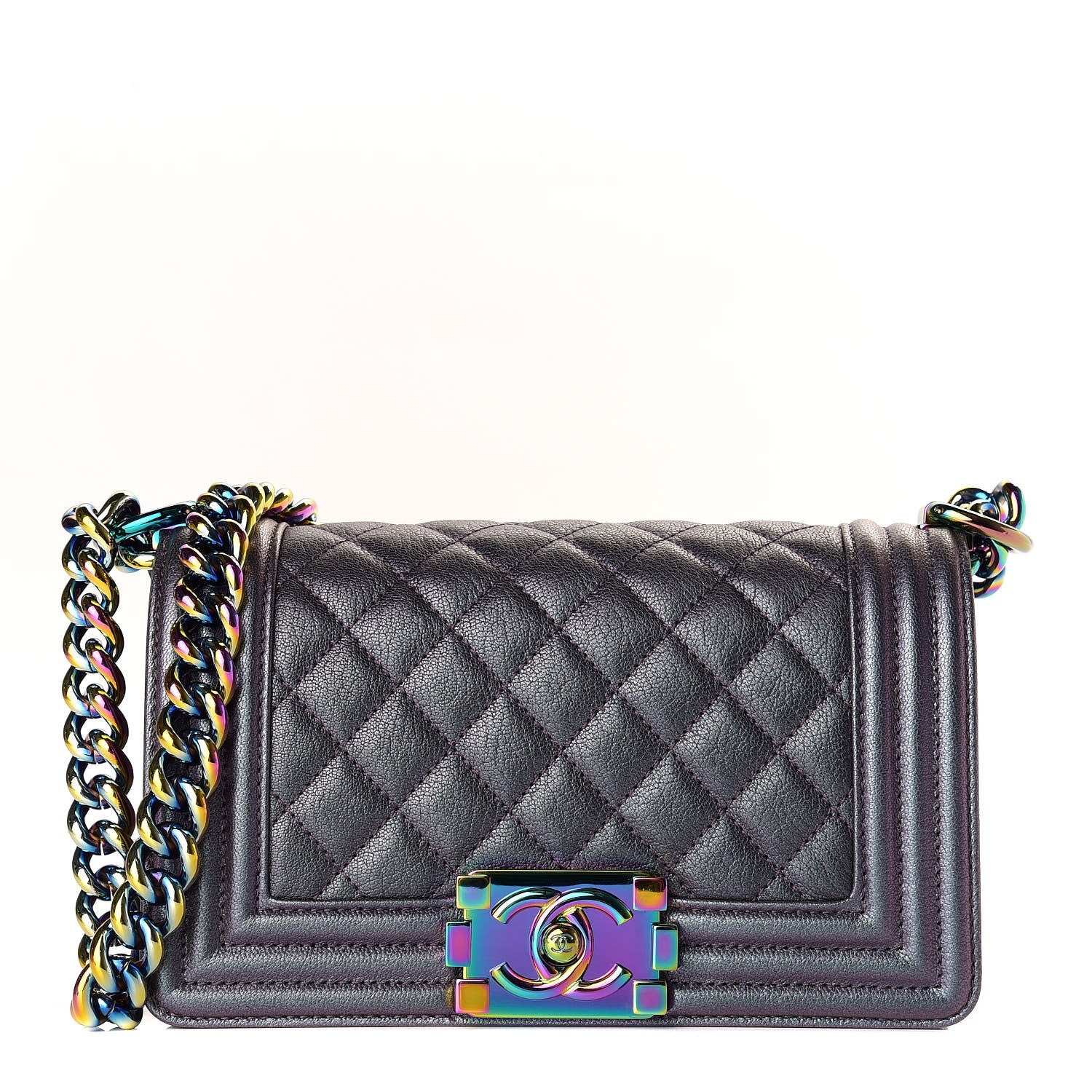 Chanel Iridescent Goatskin Quilted Small Boy Flap Purple 1 of 12