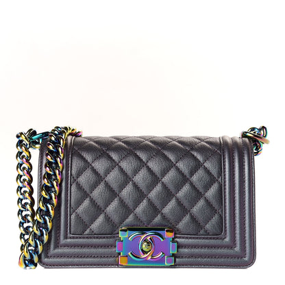 Chanel Iridescent Goatskin Quilted Small Boy Flap Purple 1 of 12