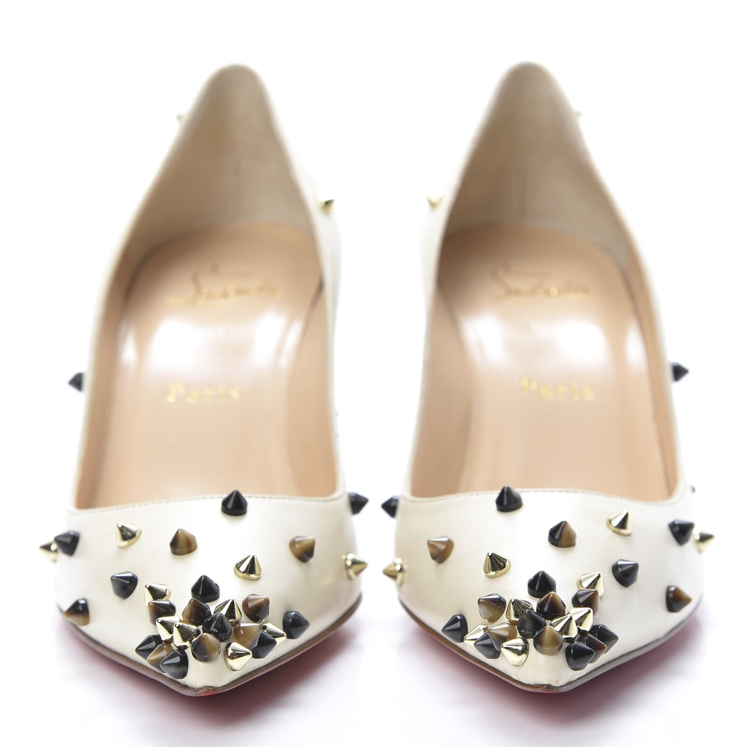 Christian Louboutin Kid Degraspike 70 Pumps 37 White Ivory Pop Corn 2 of 7
