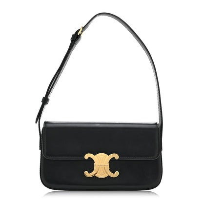 Celine Shiny Calfskin Triomphe Shoulder Bag Black 1 of 11