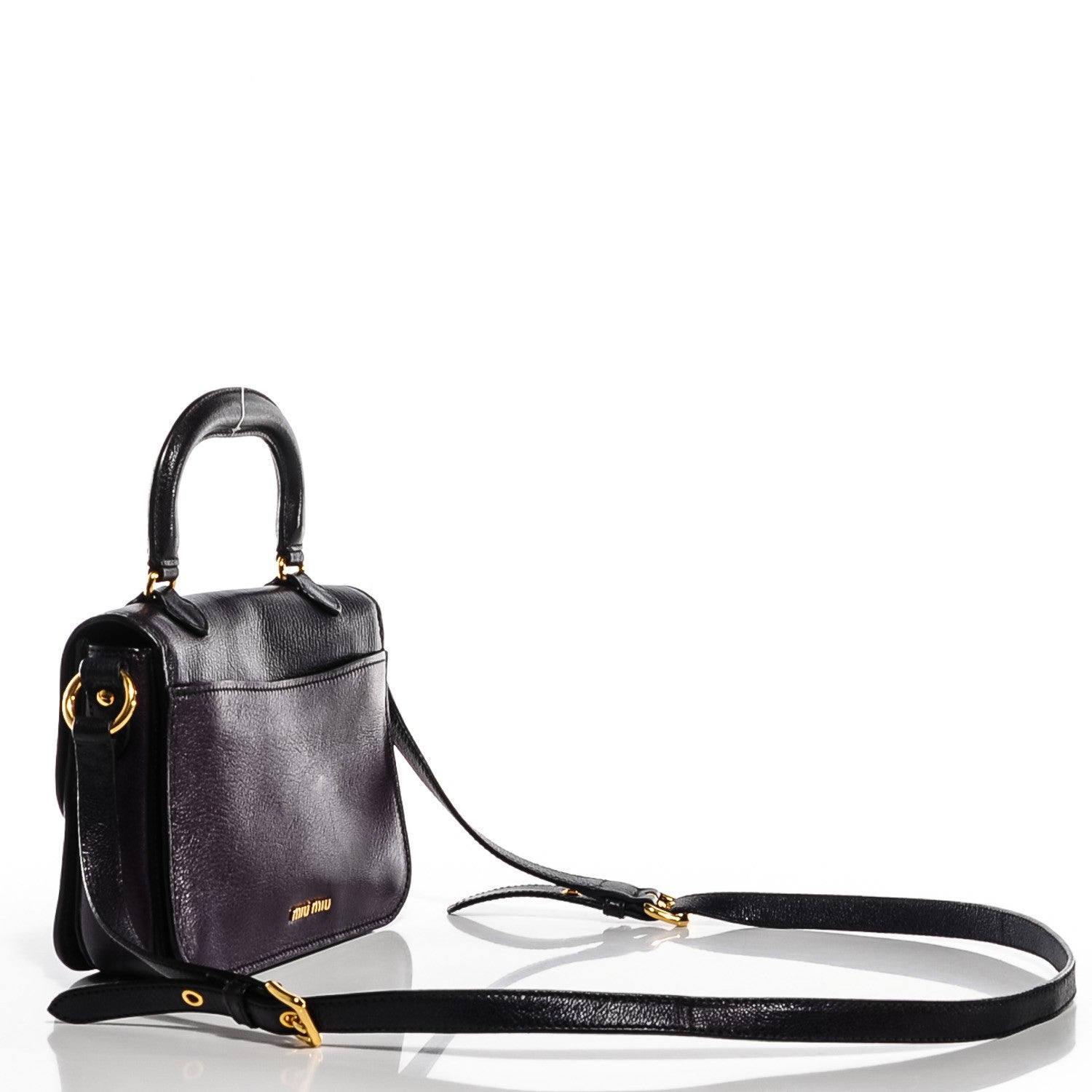 Miu Miu Goatskin Madras Bi-Color Mini Crossbody Bag Viola Iris 3 of 7