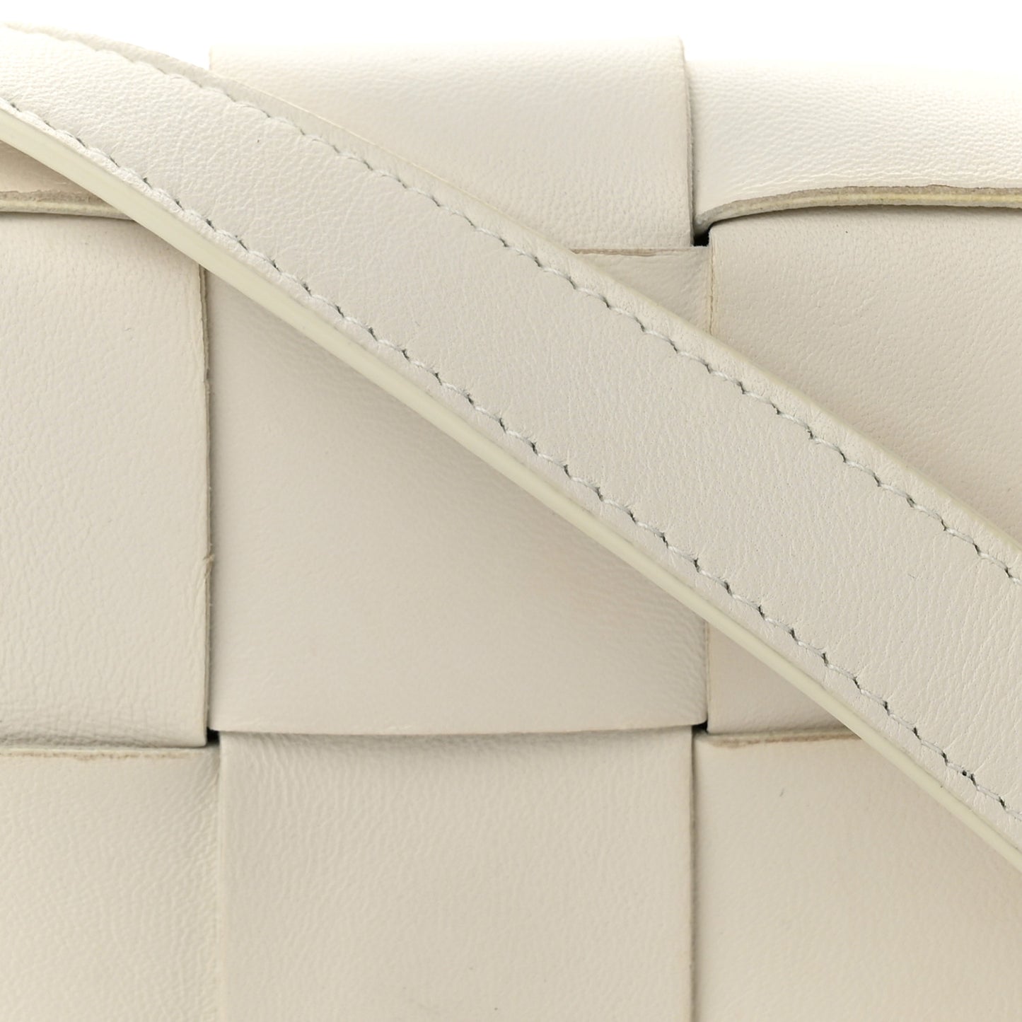 Lambskin Maxi Intrecciato Extra Mini Cassette Crossbody Bag White