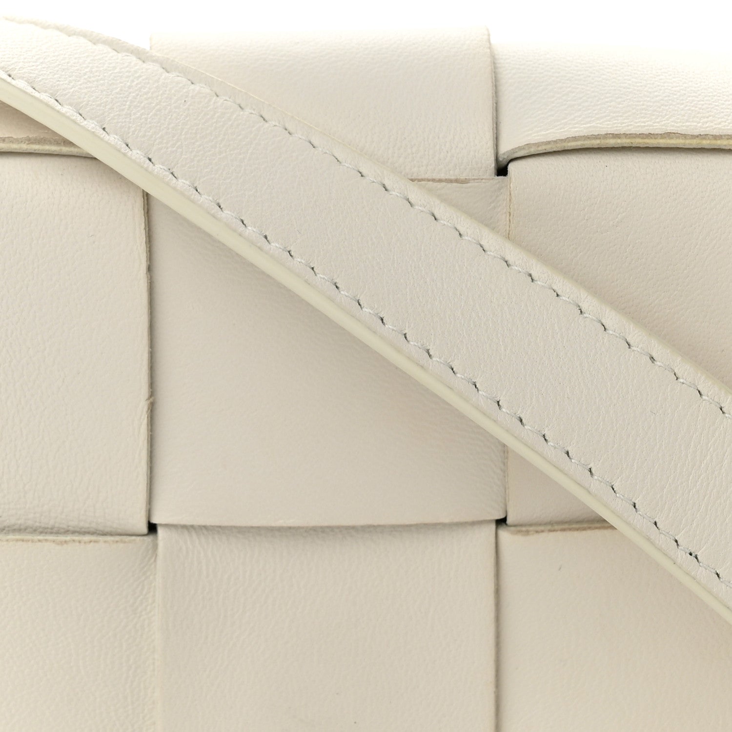 Bottega Veneta Lambskin Maxi Intrecciato Extra Mini Cassette Crossbody Bag White 7 of 9