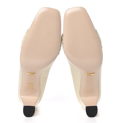 Gucci Malaga Kid Half Moon GG Square Toe Pumps 41.5 White 5 of 9