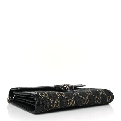 Gucci Jacquard Black Denim GG Monogram Mini Dionysus Chain Wallet Black Ivory 4 of 8