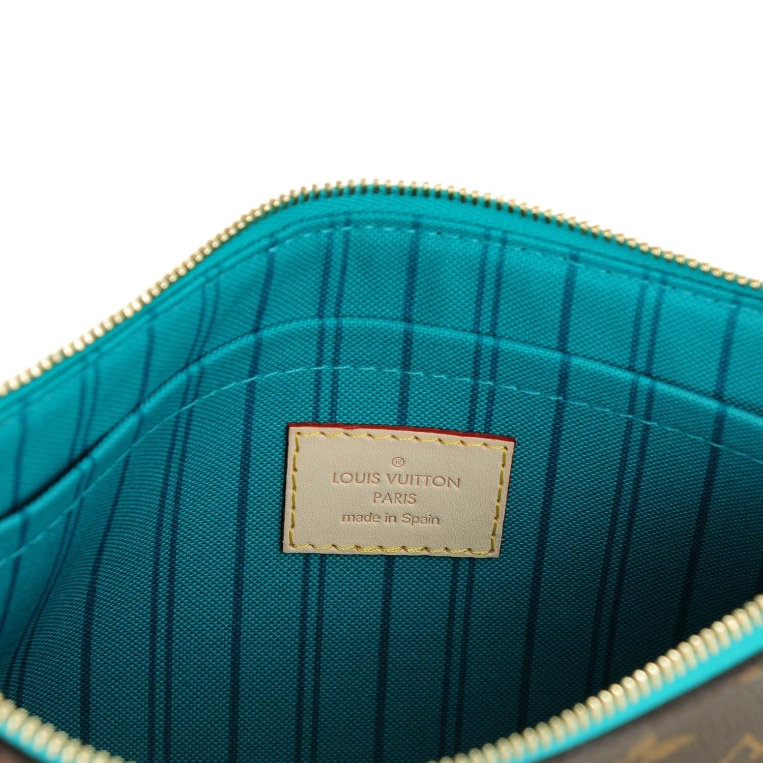 Louis Vuitton Monogram Neverfull MM GM Pochette Turquoise 6 of 7