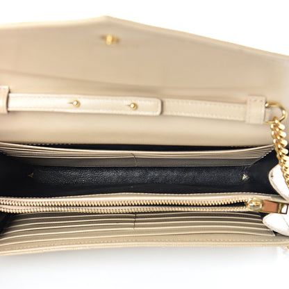 Saint Laurent Grain De Poudre Matelasse Chevron Monogram Chain Wallet Nude Powder 4 of 15