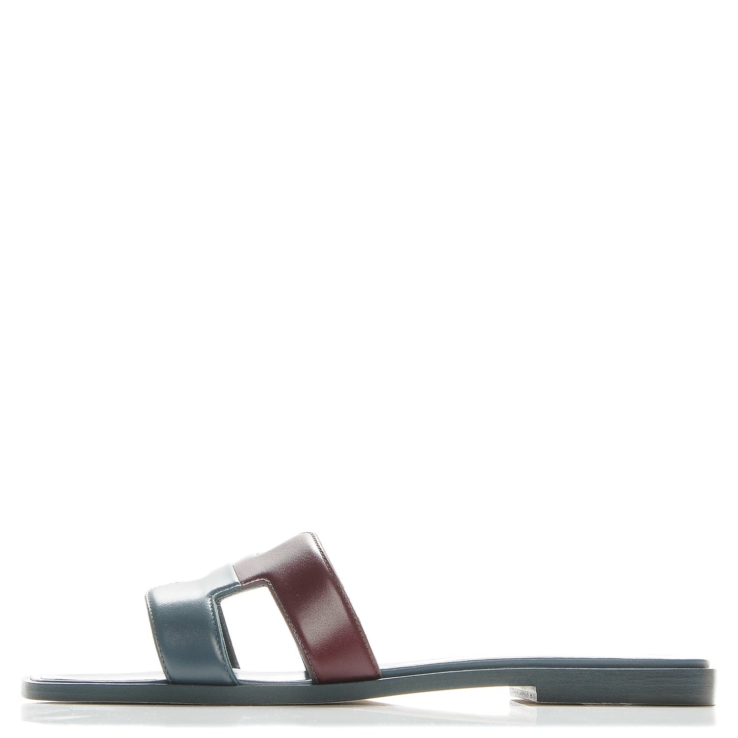 Box Calfskin Oran Sandals 38 Bleu Ardoise Bordeaux