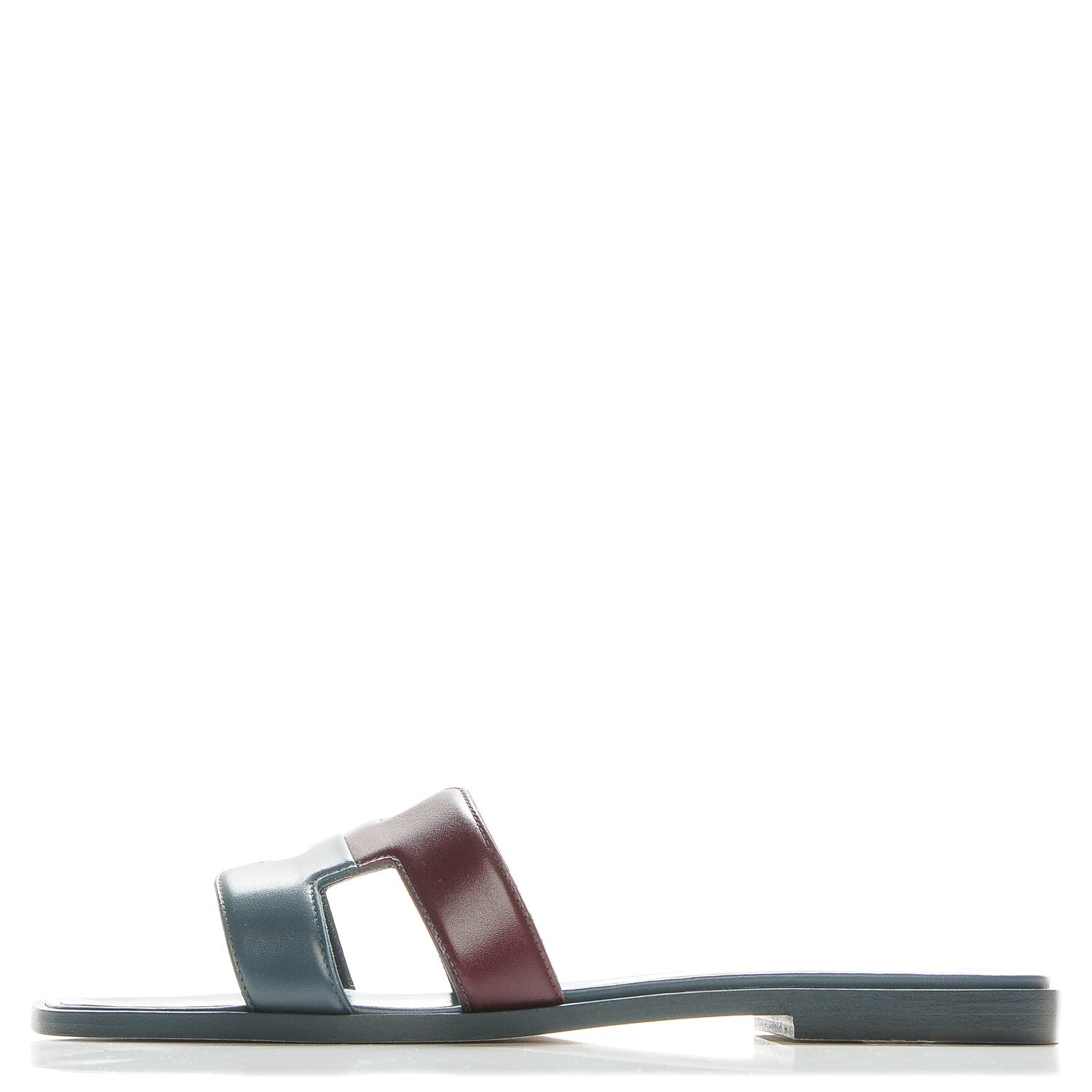Hermes Box Calfskin Oran Sandals 38 Bleu Ardoise Bordeaux 1 of 8
