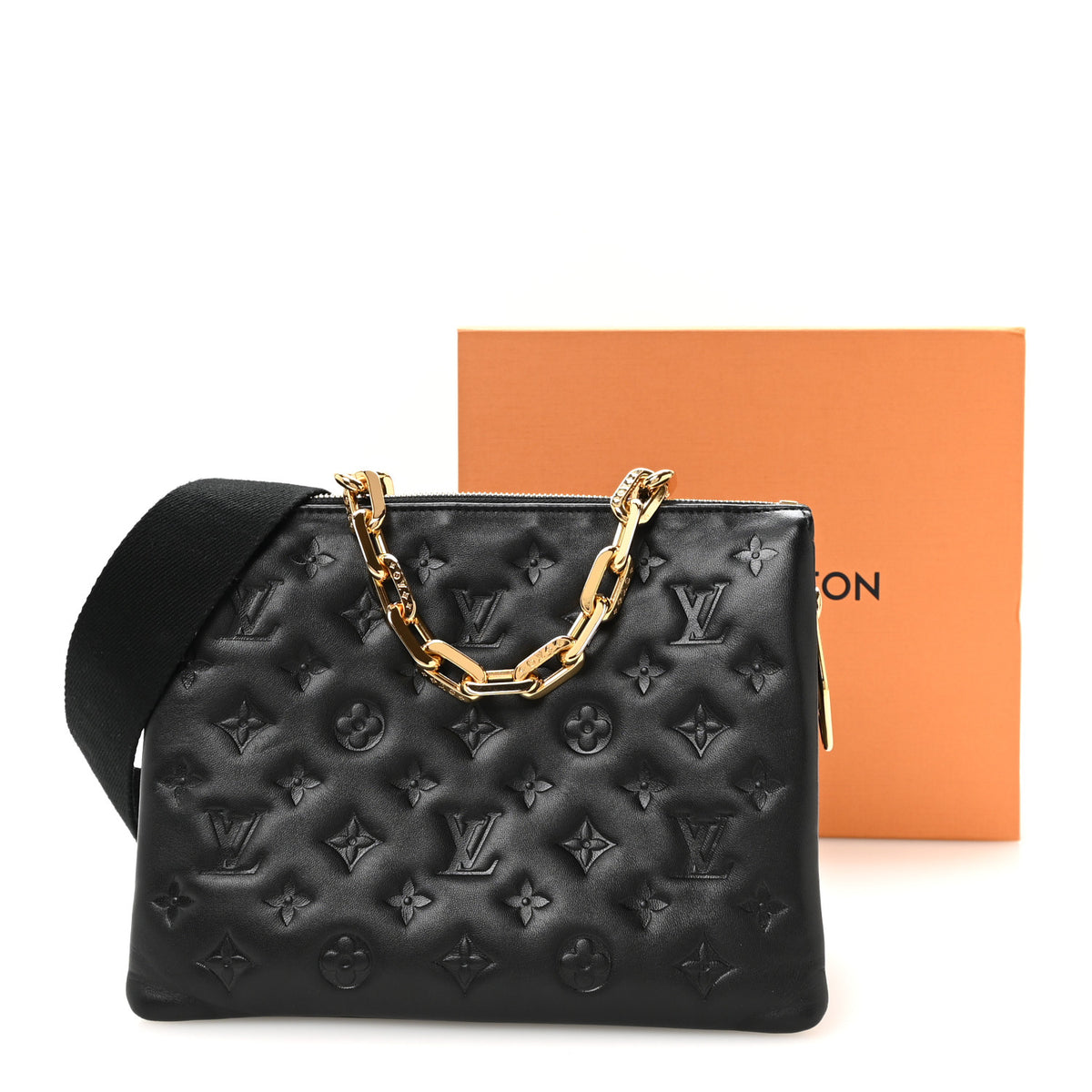Lambskin Embossed Monogram Coussin PM Black