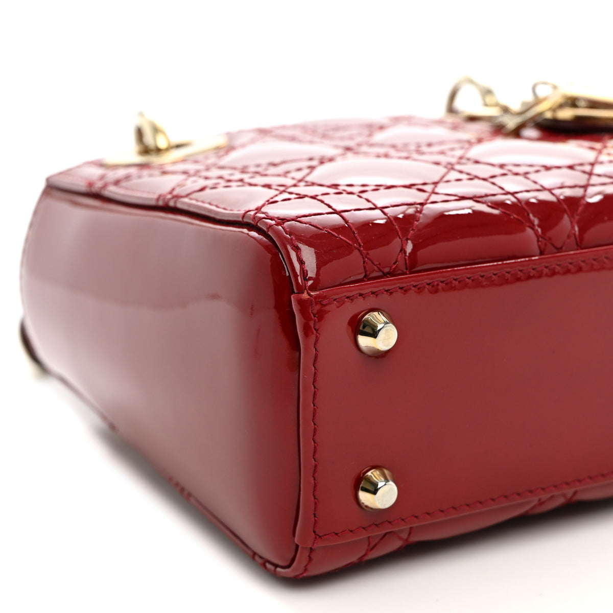 Christian Dior Patent Cannage Mini Lady Dior Red 9 of 11