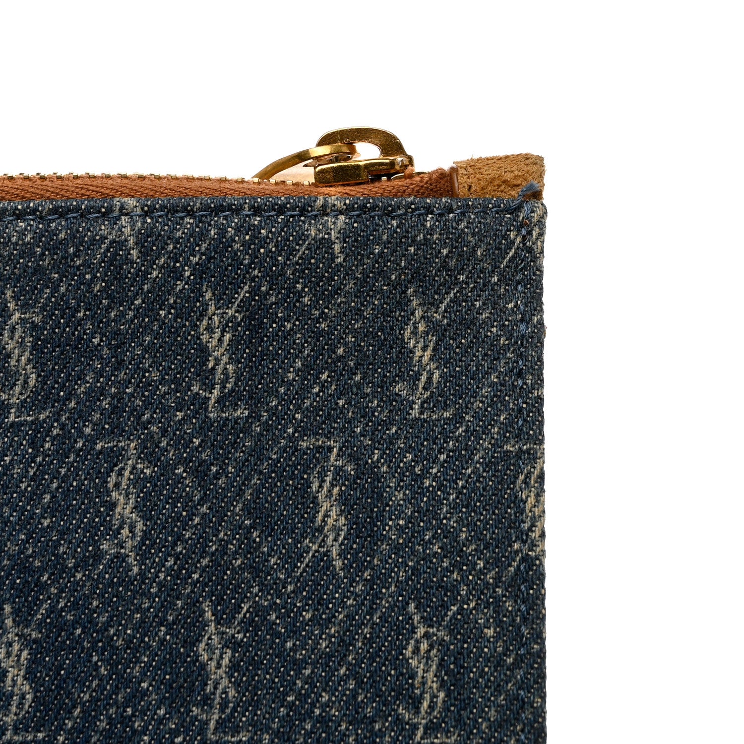 Saint Laurent Denim Suede All-Over Monogram Pouch Blue 9 of 9