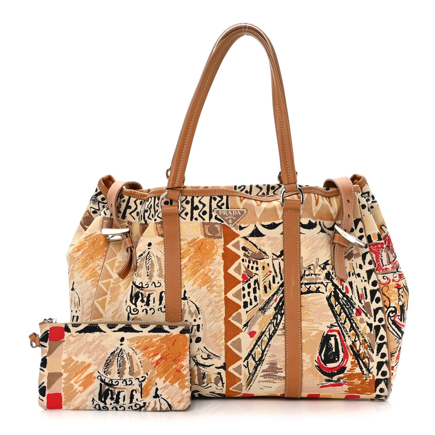 Prada Canvas Canapa Stampata Tote Kaki Venezia 1 of 14