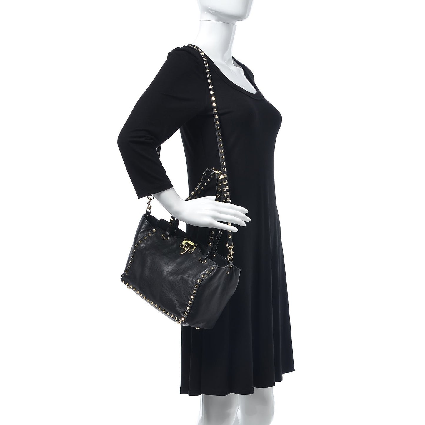 Vitello Small Rockstud Tote Black