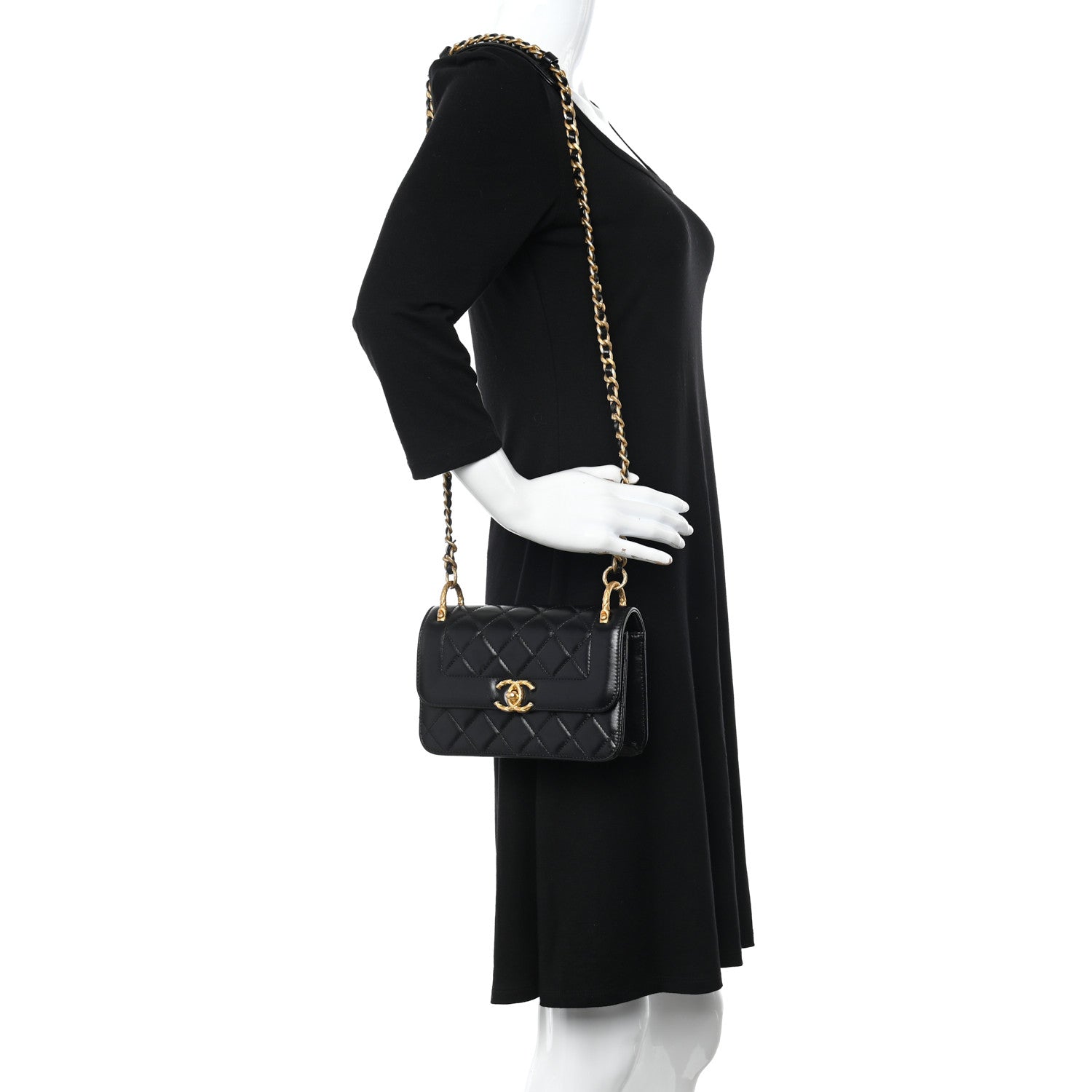 Chanel Calfskin Quilted Mini Coco Ring Flap Black 2 of 11