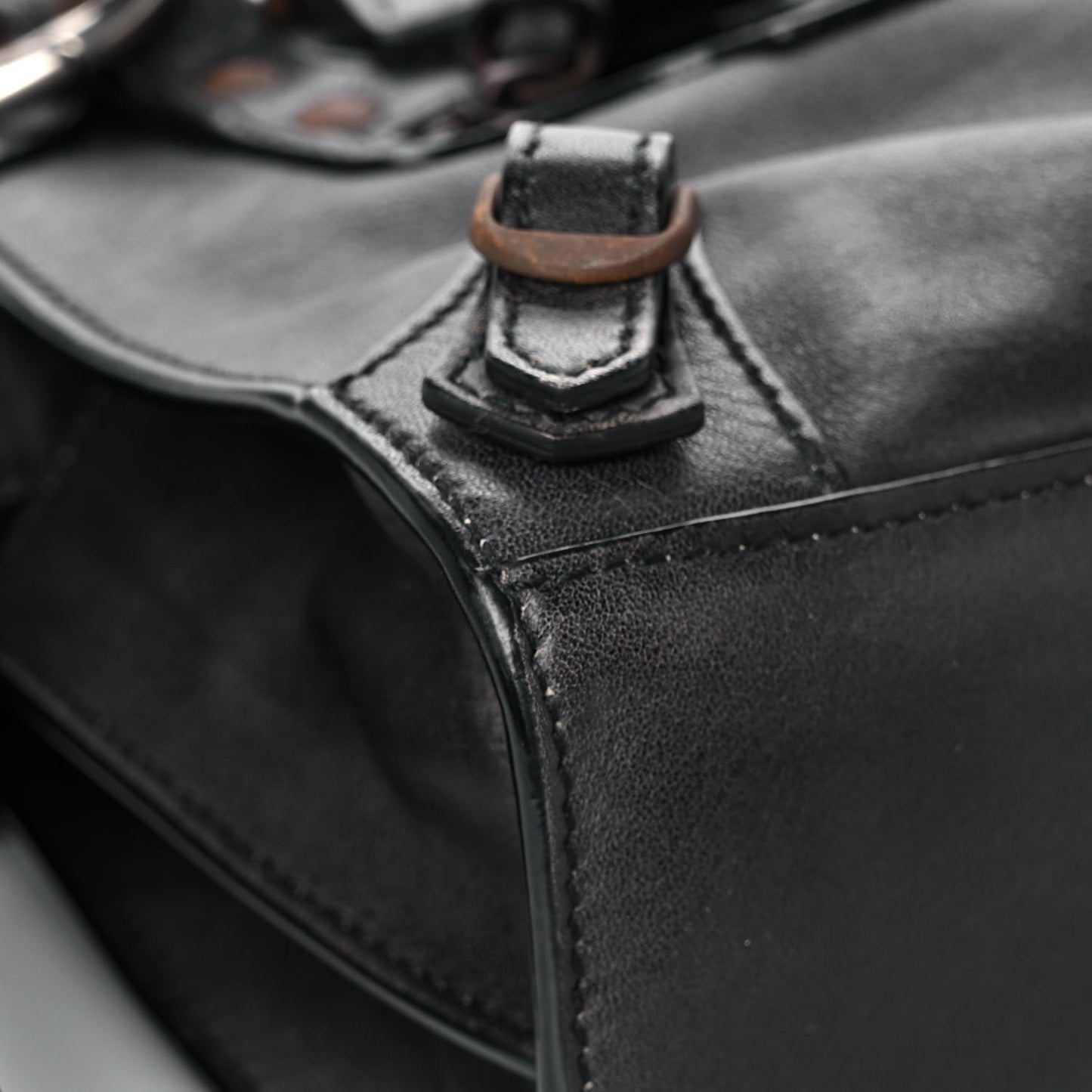 Used Calfskin Rust Hardware Mini Neo Classic City Black