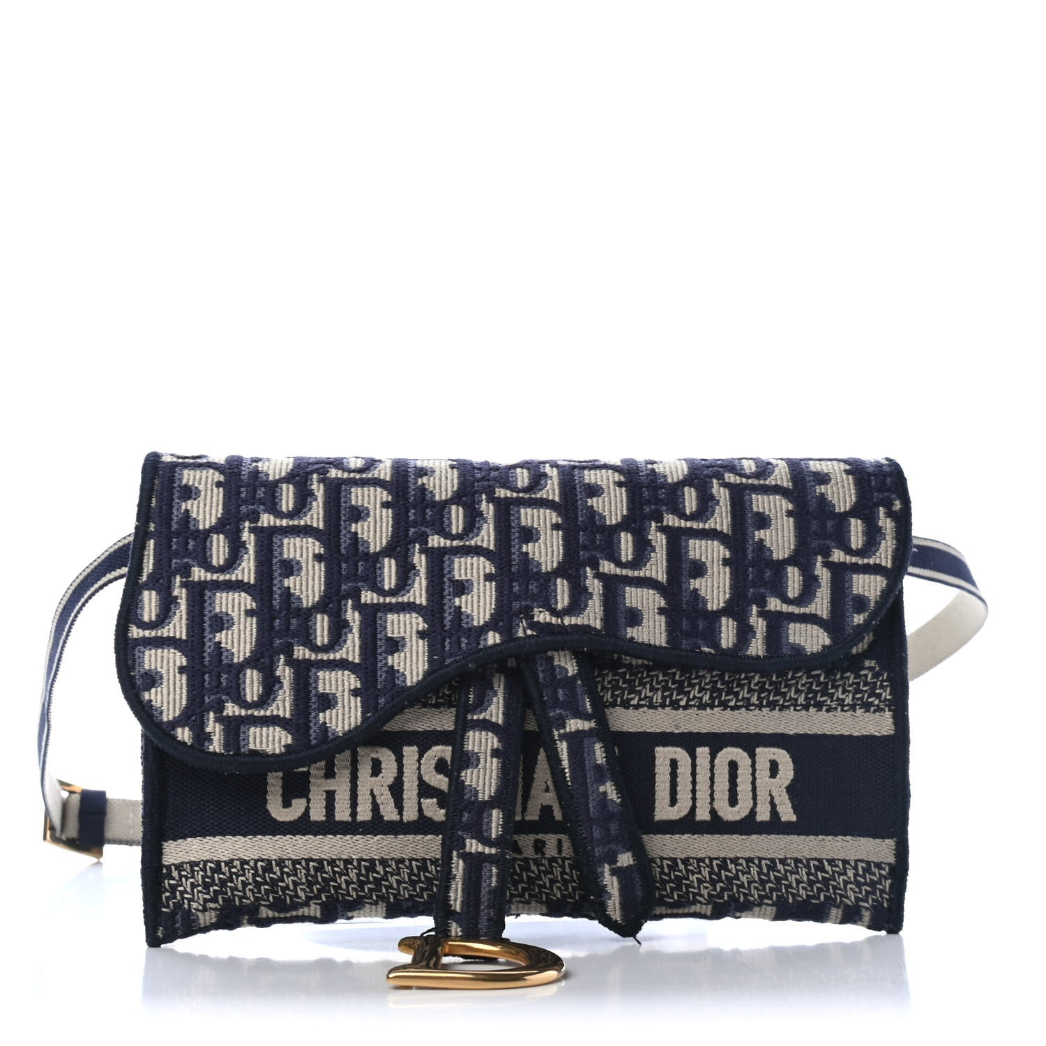 Christian Dior Oblique Slim Saddle Pouch Blue 2 of 17