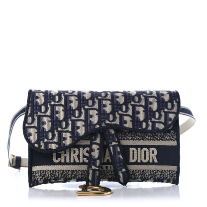 Christian Dior Oblique Slim Saddle Pouch Blue 2 of 17