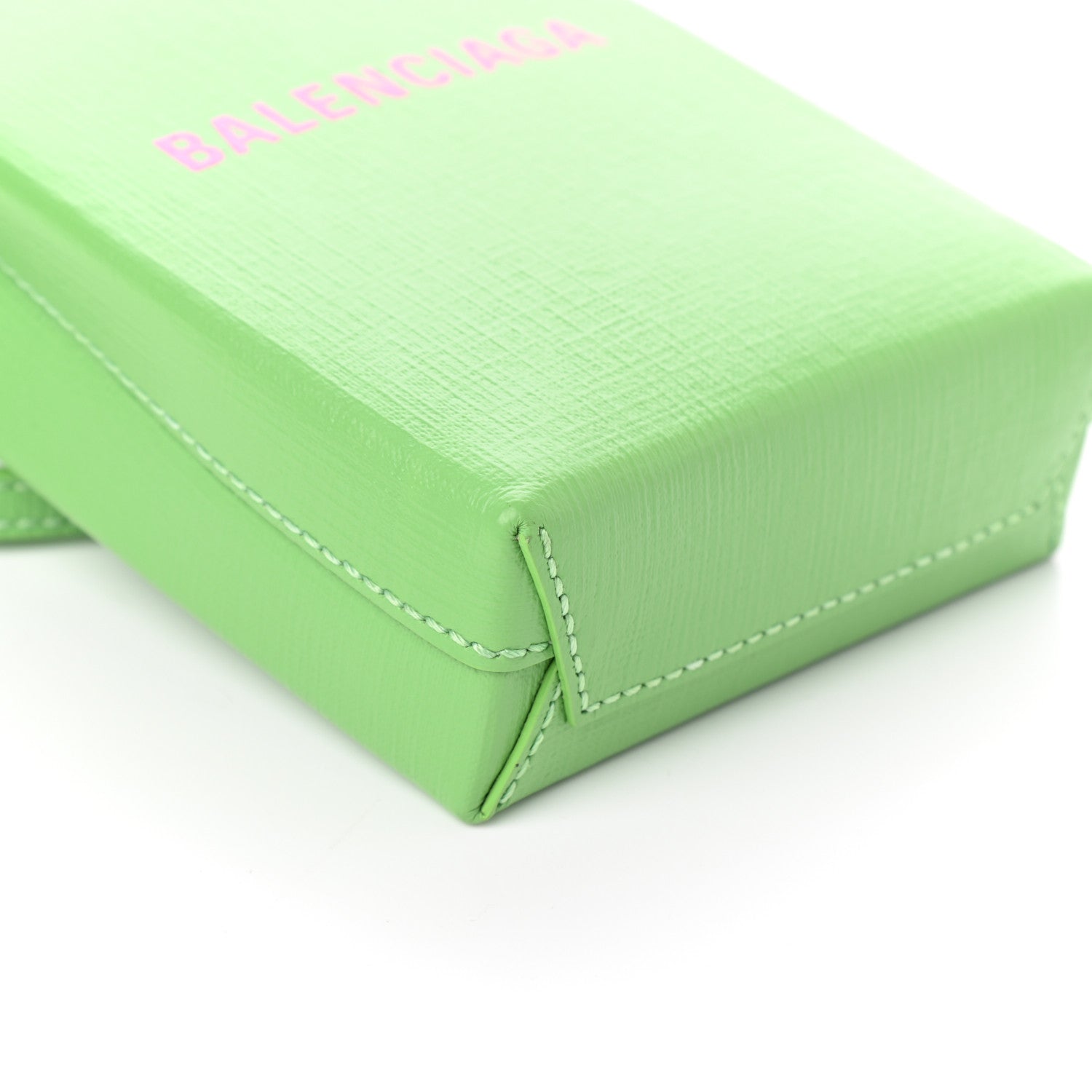 Balenciaga Squared Calfskin Logo Shopping Phone Holder Bag Light Green Fuchsia 8 of 9