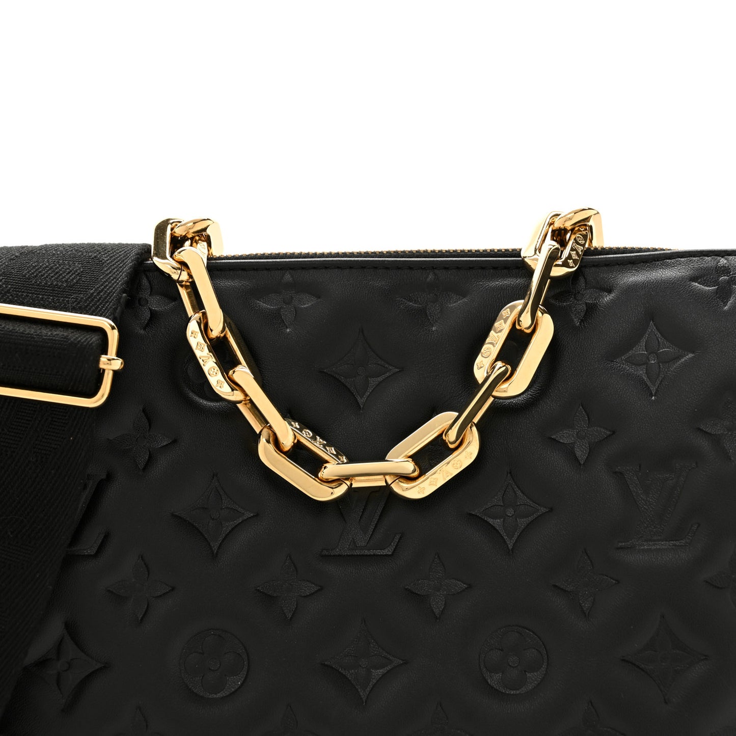 Lambskin Embossed Monogram Coussin PM Black