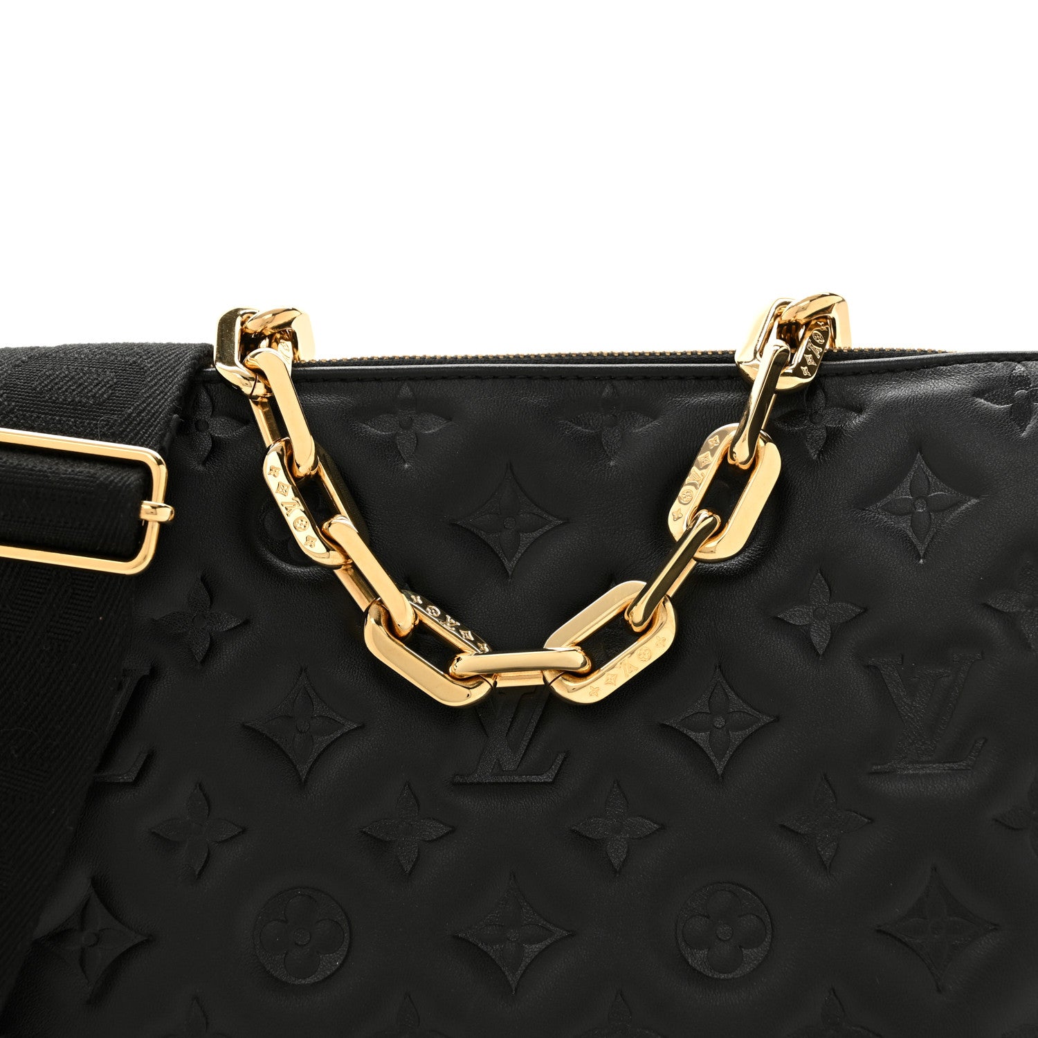 Louis Vuitton Lambskin Embossed Monogram Coussin PM Black 9 of 12