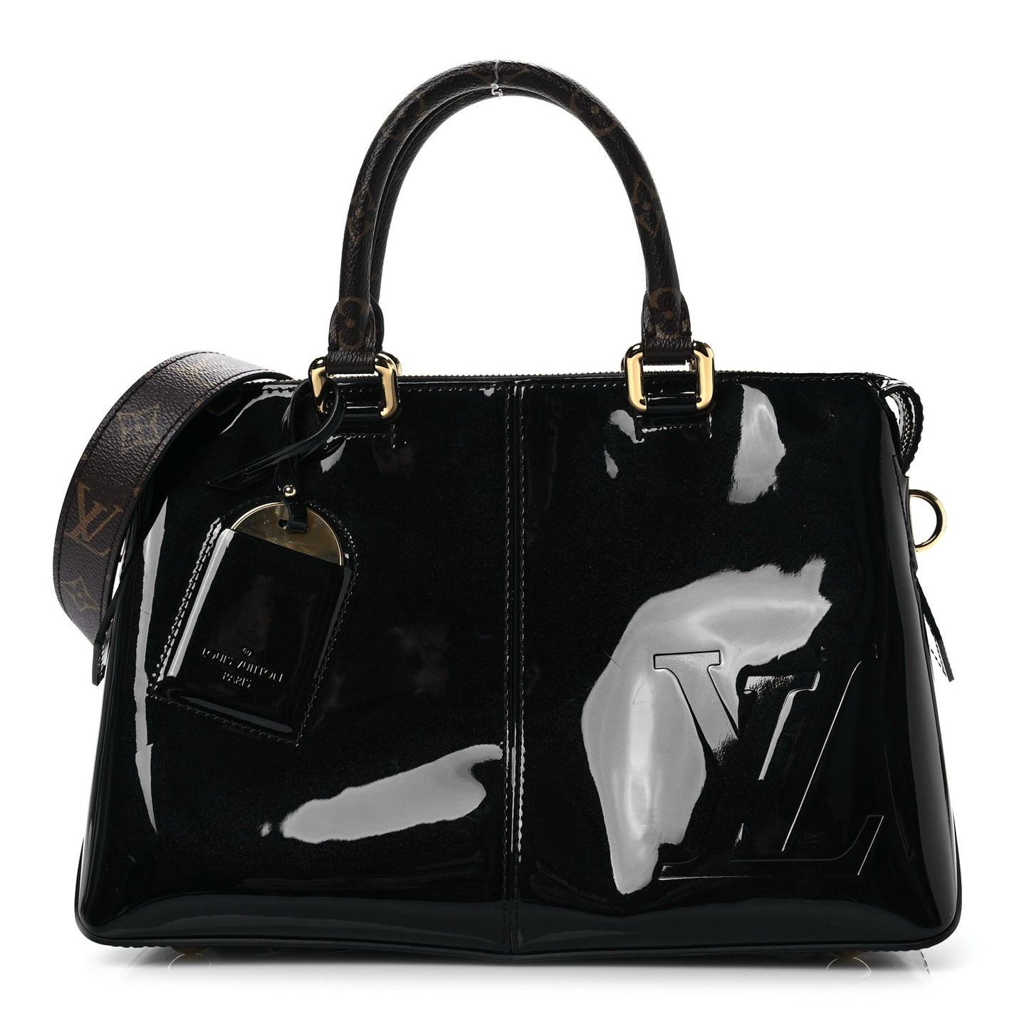 Patent Calfskin Miroir Tote Black